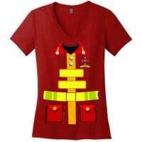 Fireman Costume Firefighter Halloween Uniform Women's V-Neck T-Shirt