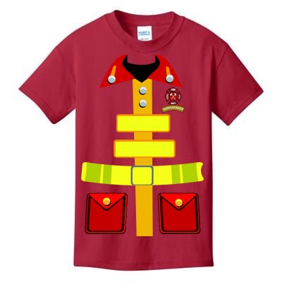 Fireman Costume Firefighter Halloween Uniform Kids T-Shirt