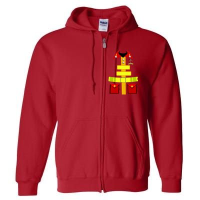 Fireman Costume Firefighter Halloween Uniform Full Zip Hoodie