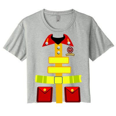 Fireman Costume Firefighter Halloween Uniform Women's Crop Top Tee