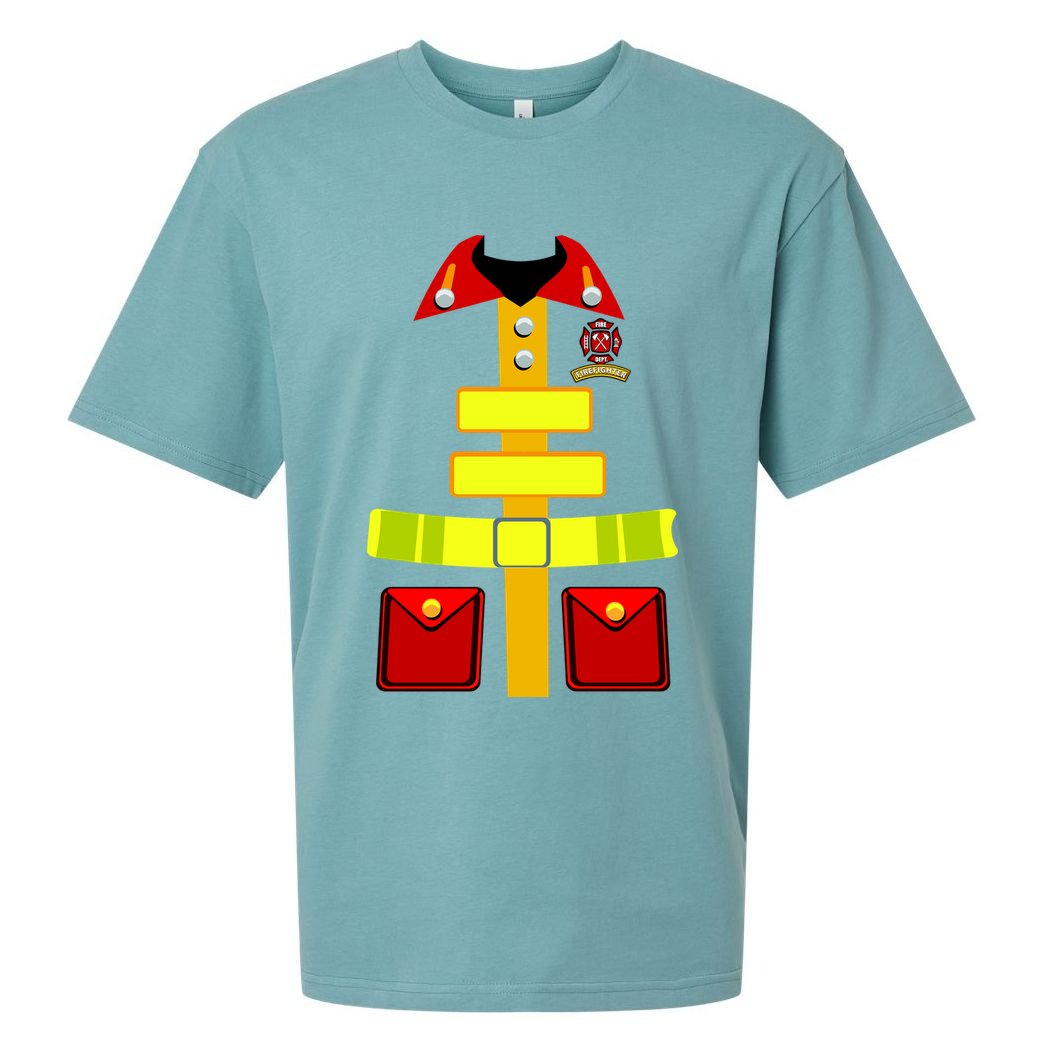 Fireman Costume Firefighter Halloween Uniform Sueded Cloud Jersey T-Shirt