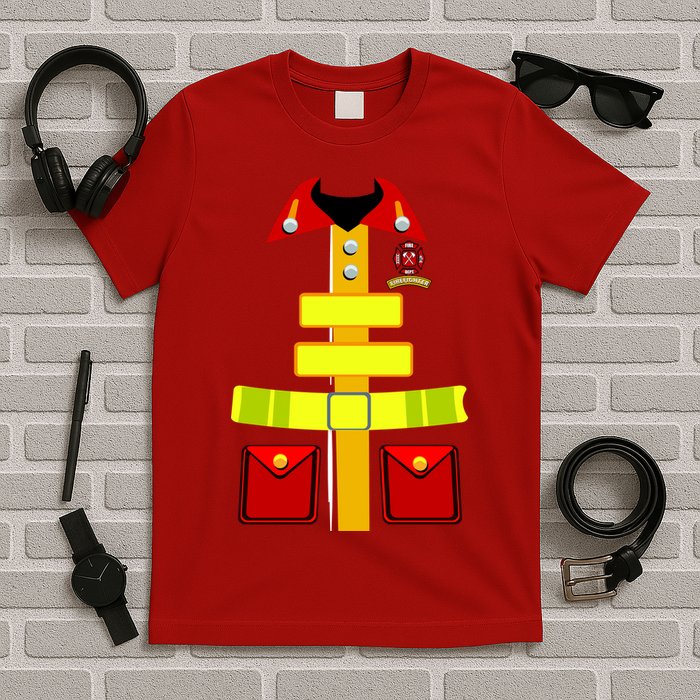Fireman Costume Firefighter Uniform T-Shirt