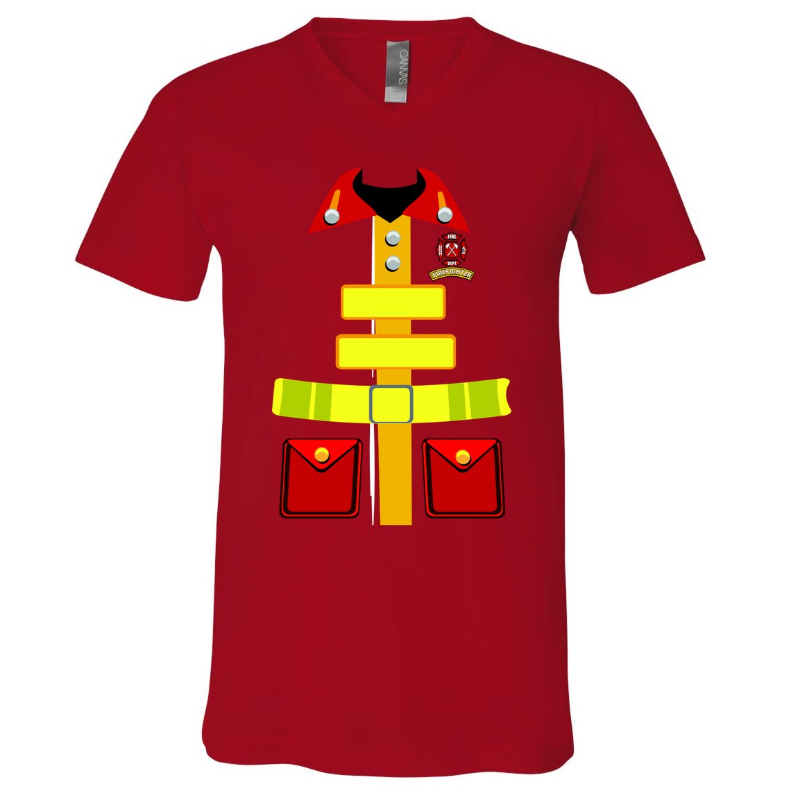 Fireman Costume Firefighter Uniform V-Neck T-Shirt