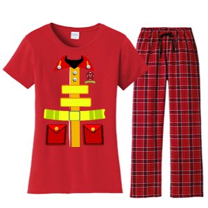 Fireman Costume Firefighter Uniform Women's Flannel Pajama Set