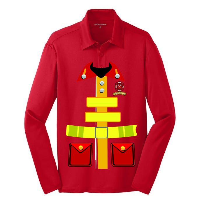 Fireman Costume Firefighter Uniform Silk Touch Performance Long Sleeve Polo