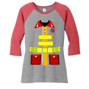 Fireman Costume Firefighter Uniform Women's Tri-Blend 3/4-Sleeve Raglan Shirt