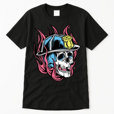 Fireman Skull Flame Tall T-Shirt