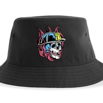 Fireman Skull Flame Sustainable Bucket Hat