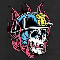 Fireman Skull Flame Adult Drive Performance Visor