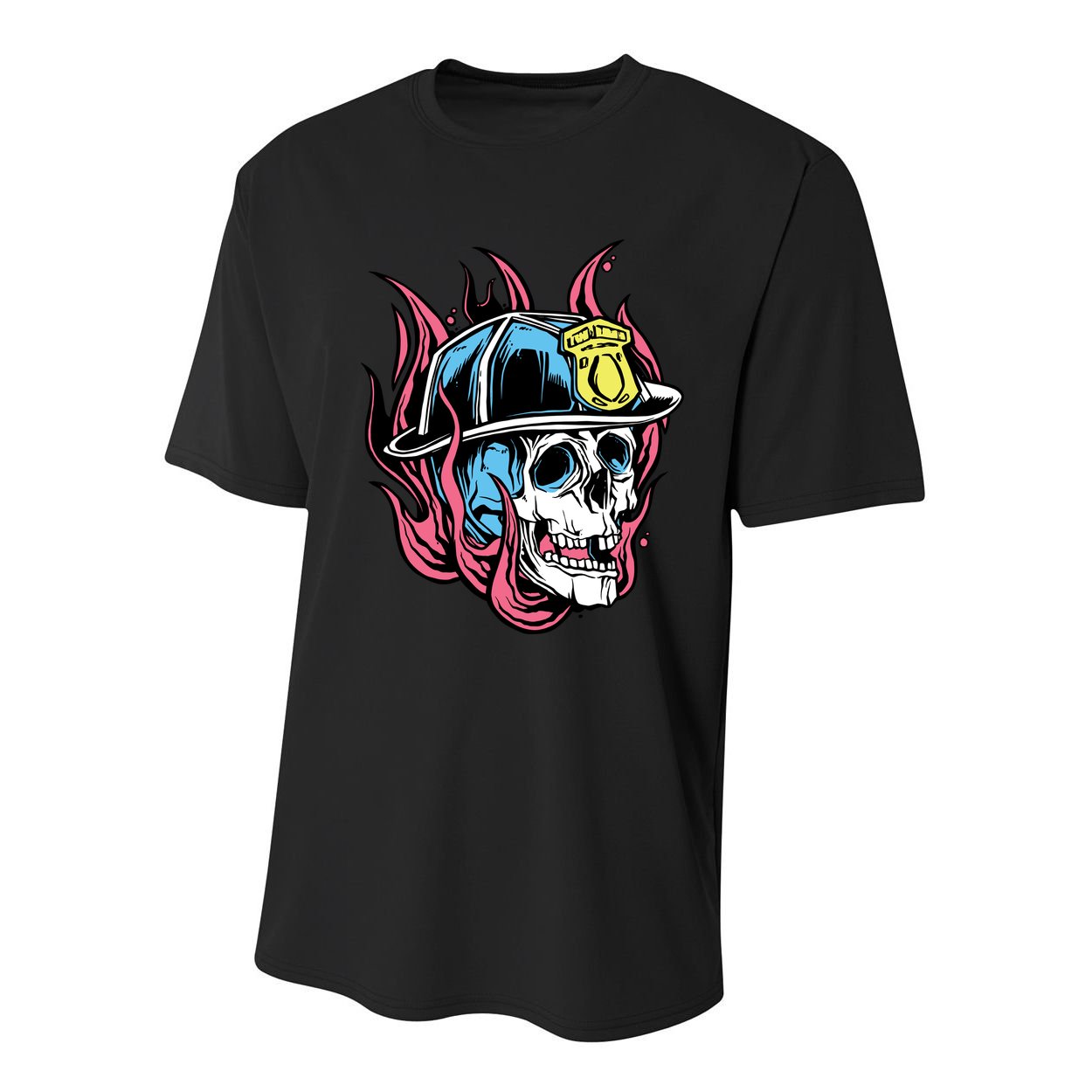Fireman Skull Flame Youth Performance Sprint T-Shirt