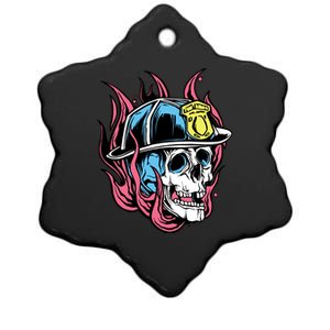 Fireman Skull Flame Ceramic Star Ornament