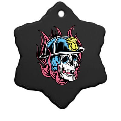 Fireman Skull Flame Ceramic Star Ornament