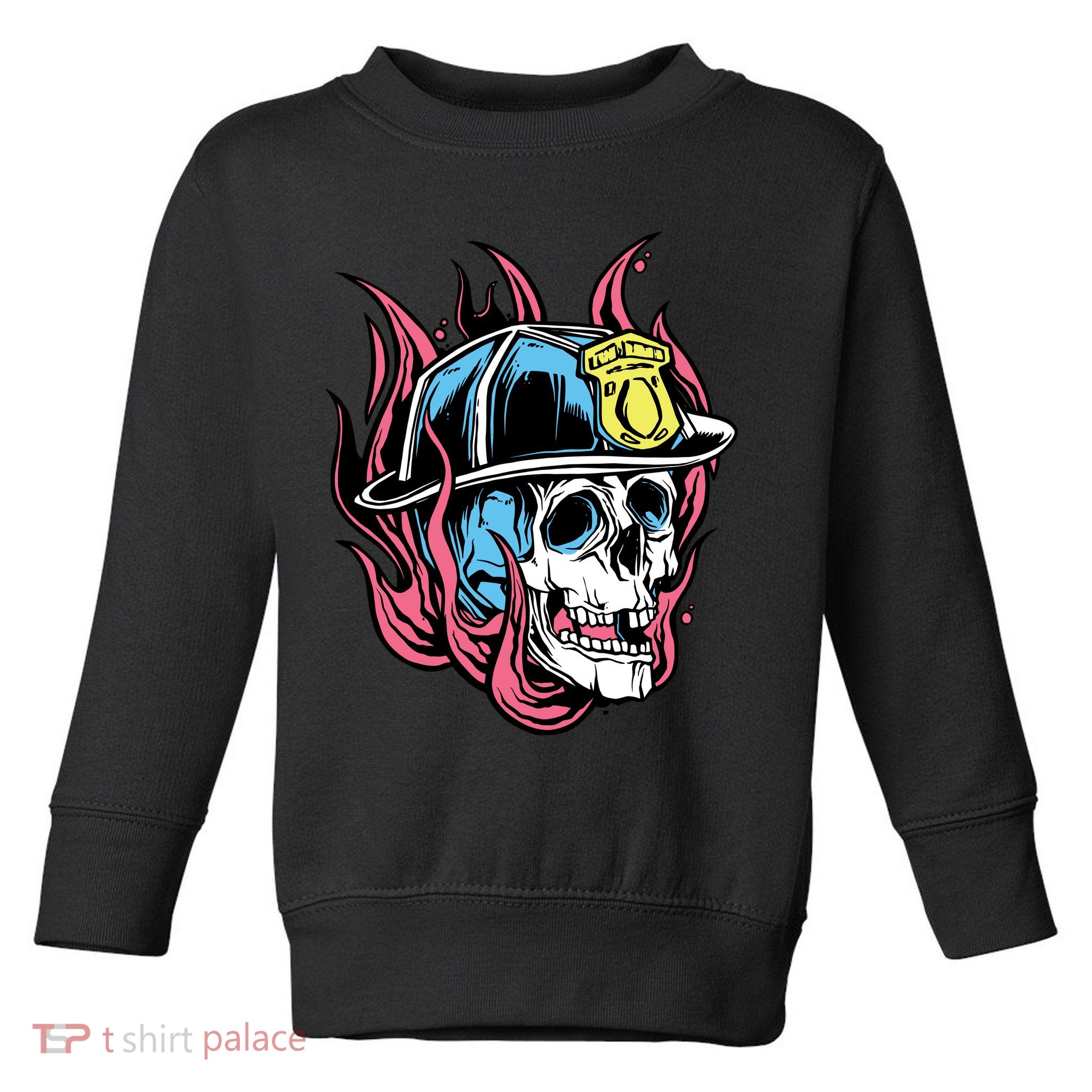 Fireman Skull Flame Toddler Sweatshirt