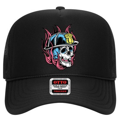 Fireman Skull Flame Trucker Hat