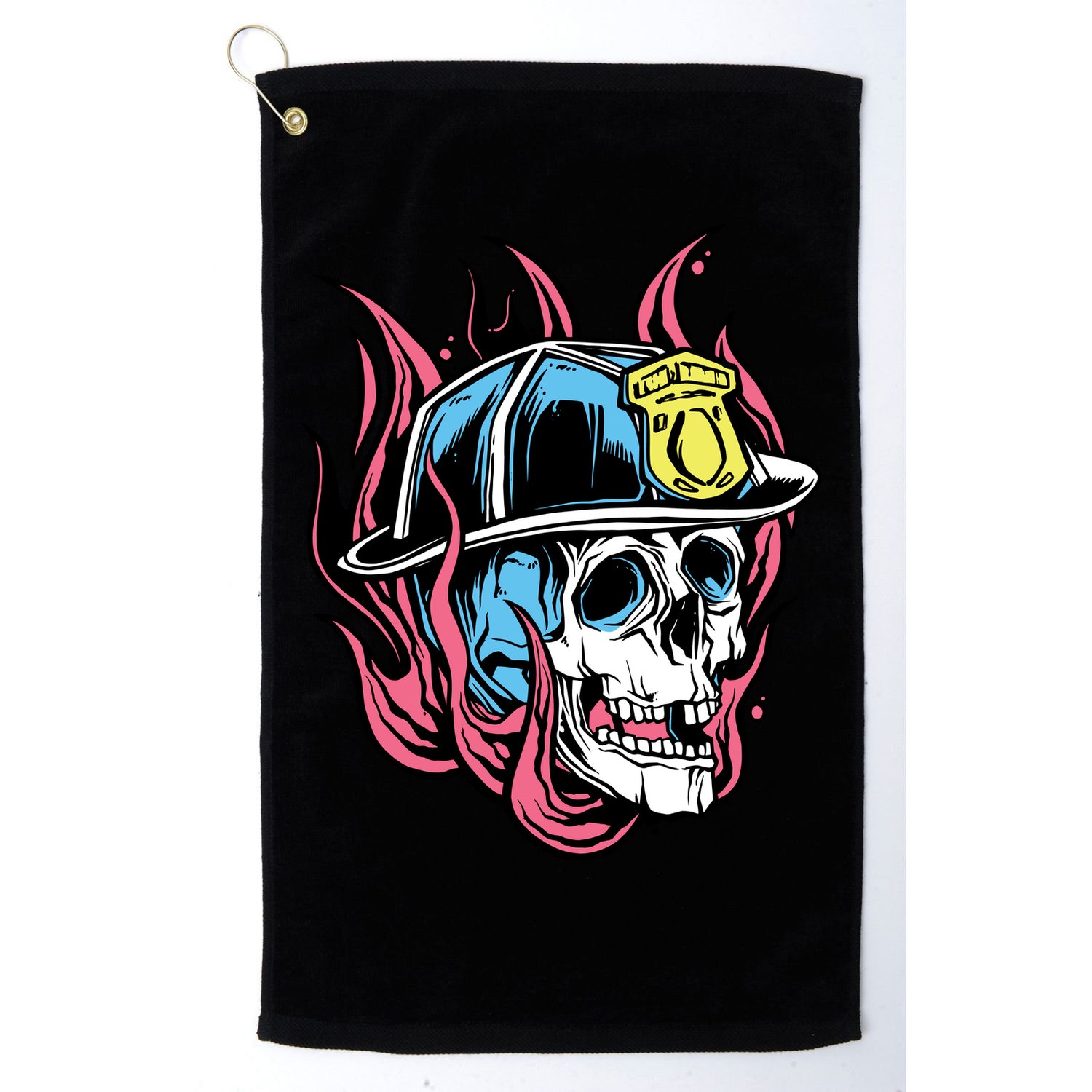 Fireman Skull Flame Golf Towel