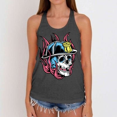 Fireman Skull Flame Women's Knotted Racerback Tank
