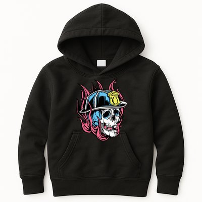 Fireman Skull Flame Kids Hoodie