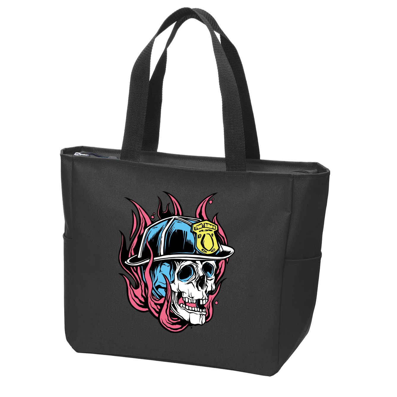 Fireman Skull Flame Zip Tote Bag