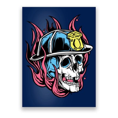 Fireman Skull Flame Poster