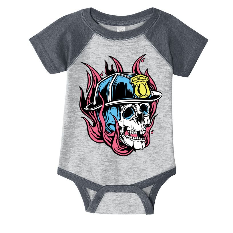 Fireman Skull Flame Infant Baby Jersey Bodysuit