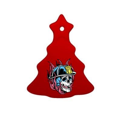 Fireman Skull Flame Ceramic Tree Ornament