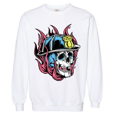 Fireman Skull Flame Garment-Dyed Sweatshirt