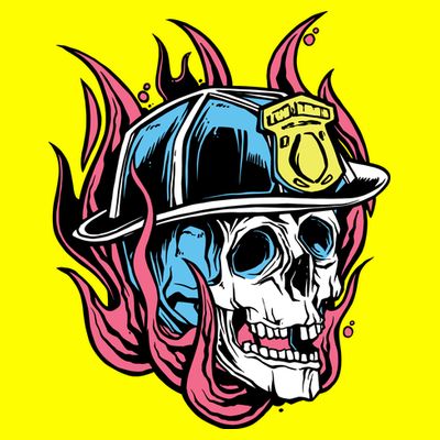 Fireman Skull Flame T-Shirt