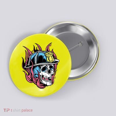Fireman Skull Flame Button