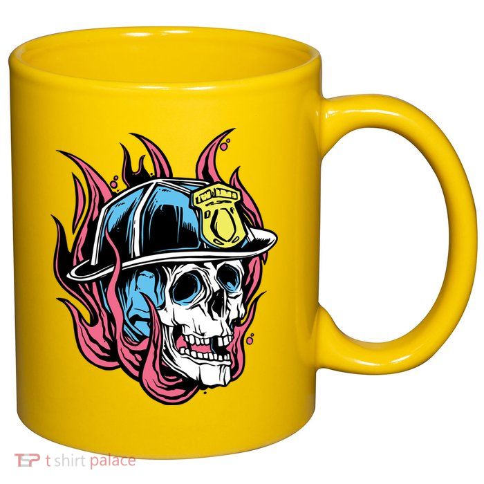 Fireman Skull Flame 11oz C Handle Ceramic Mug