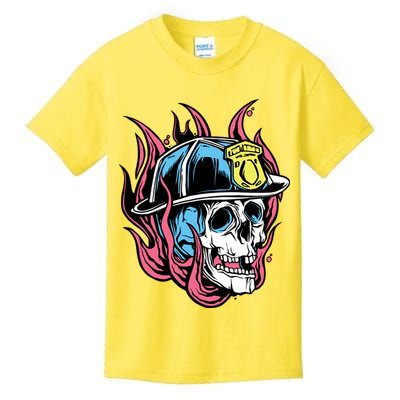 Fireman Skull Flame Kids T-Shirt