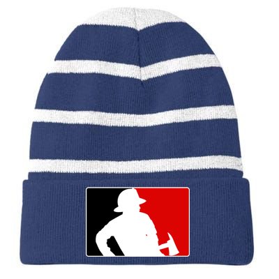 Fireman Team Logo Striped Beanie with Solid Band