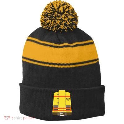Fireman Uniform Costume Stripe Pom Pom Beanie