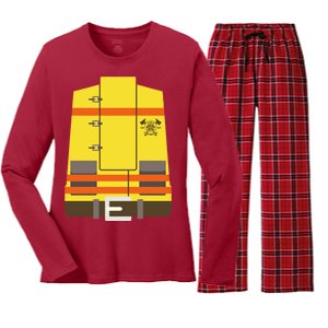 Fireman Uniform Costume Women's Long Sleeve Flannel Pajama Set 