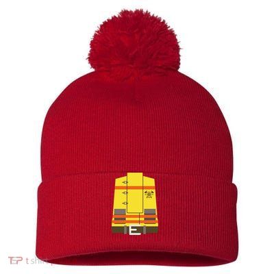 Fireman Uniform Costume Pom Pom 12in Knit Beanie