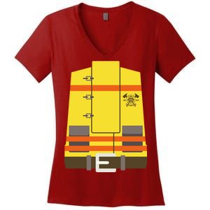 Fireman Uniform Costume Women's V-Neck T-Shirt