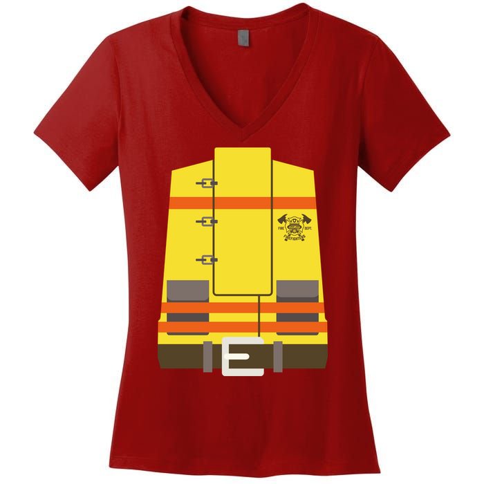 Fireman Uniform Costume Women's V-Neck T-Shirt