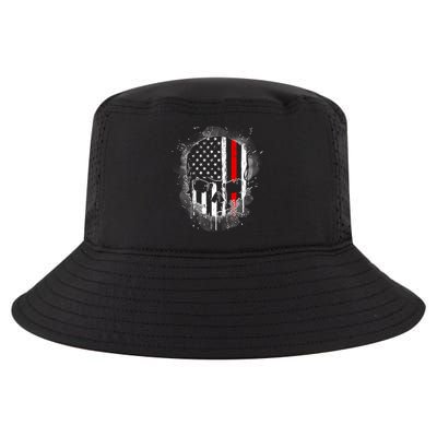 Firemen Red Line Flag Skull Cool Comfort Performance Bucket Hat