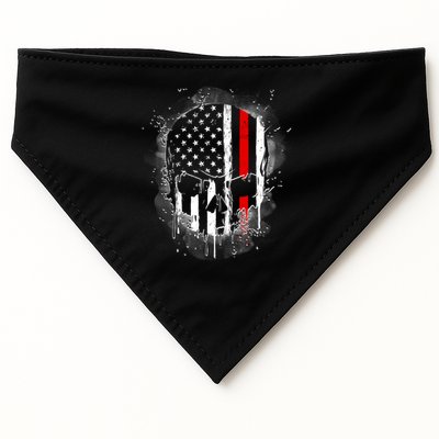 Firemen Red Line Flag Skull USA-Made Doggie Bandana
