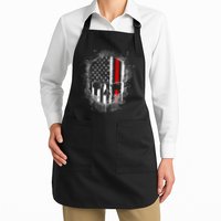 Firemen Red Line Flag Skull Apron
