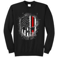 Firemen Red Line Flag Skull Sweatshirt