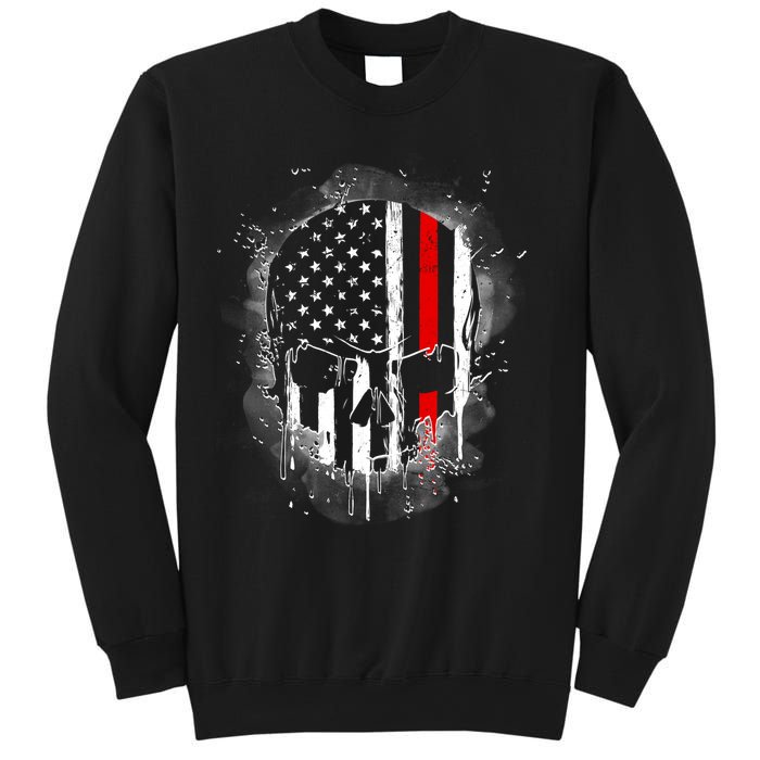 Firemen Red Line Flag Skull Sweatshirt