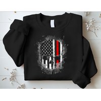 Firemen Red Line Flag Skull Sweatshirt