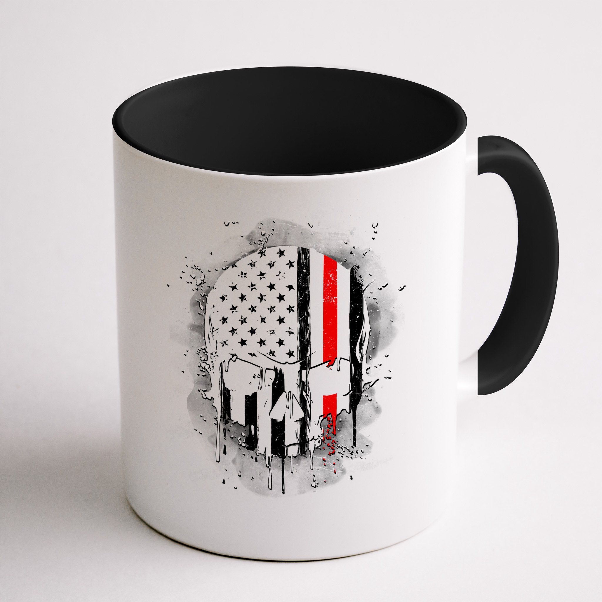 Firemen Red Line Flag Skull Mug