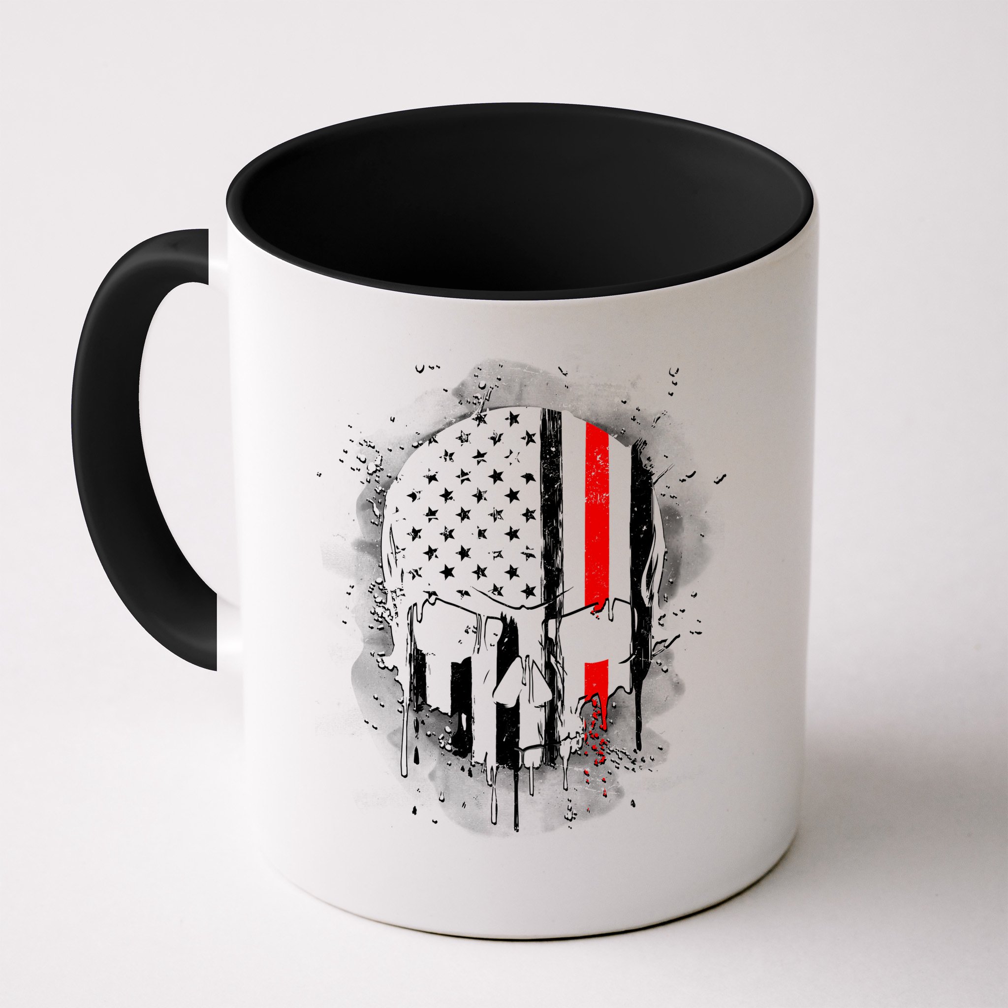Firemen Red Line Flag Skull Mug