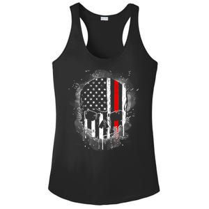 Firemen Red Line Flag Skull Ladies PosiCharge Competitor Racerback Tank