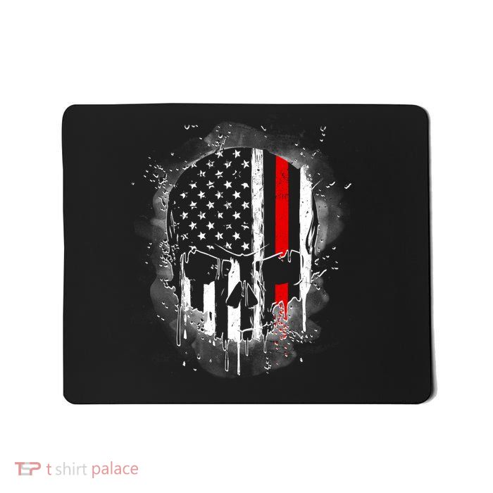 Firemen Red Line Flag Skull Mousepad