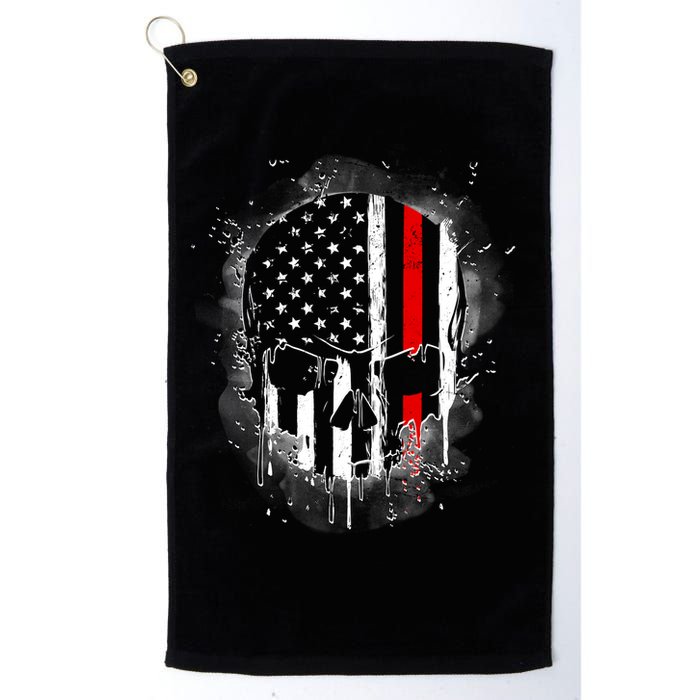 Firemen Red Line Flag Skull Golf Towel