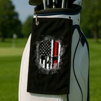 Firemen Red Line Flag Skull Golf Towel