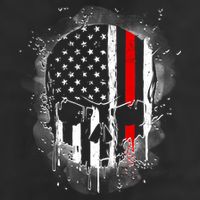 Firemen Red Line Flag Skull Golf Towel