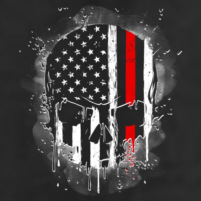 Firemen Red Line Flag Skull Golf Towel